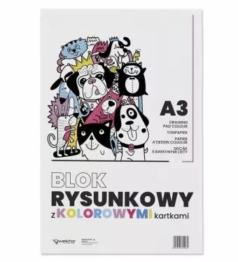 Blok Rysunkowy WEKTOR A3 Kolorowy, 16 kartek