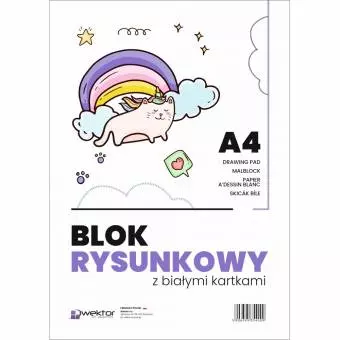 Blok Rysunkowy WEKTOR A4 Biały, 20 kartek