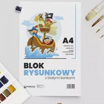 Blok Rysunkowy WEKTOR A4 Biały, 20 kartek