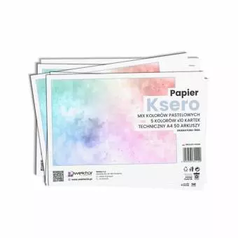 Papier ksero techniczny Wektor A4 50 arkuszy, 5 kolorów pastelowych