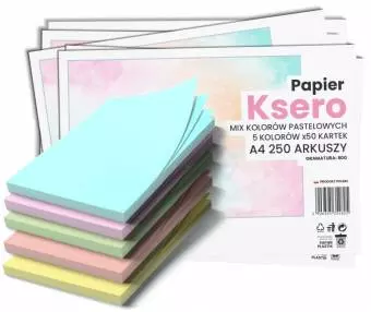 Papier ksero Wektor A4 250 arkuszy, 5 kolorów pastelowych