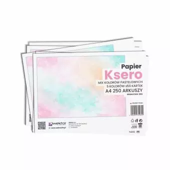 Papier ksero Wektor A4 250 arkuszy, 5 kolorów pastelowych