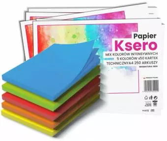 Papier ksero techniczny Wektor A4 250 arkuszy, 5 kolorów intensywnych 160g