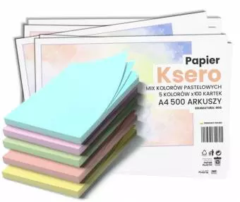 Papier ksero Wektor A4 500 arkuszy, 5 kolorów pastelowych