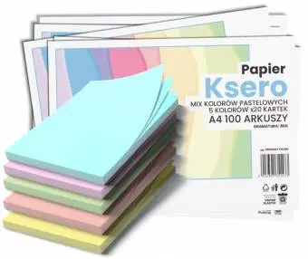 Papier ksero Wektor A4 100 arkuszy, 5 kolorów pastelowych