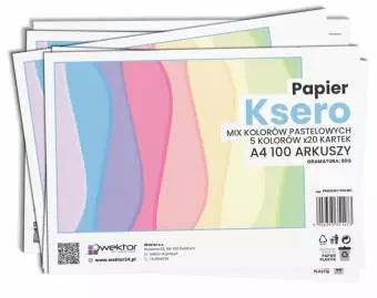 Papier ksero Wektor A4 100 arkuszy, 5 kolorów pastelowych
