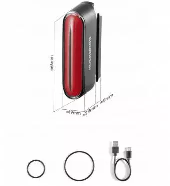 Lampka tylna Rockbros magnetyczna, IPX6, czujnik hamowania, 400mAh, 36h