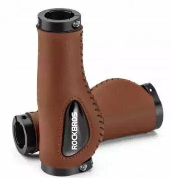 Chwyty Rowerowe Skórzane Rockbros ergonomiczne, brązowe