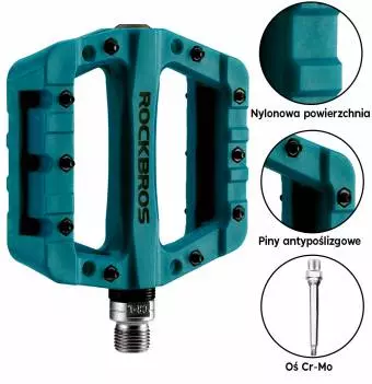 Pedały Rowerowe Platformowe Nylon Rockbros 2017-12CBL Niebieskie