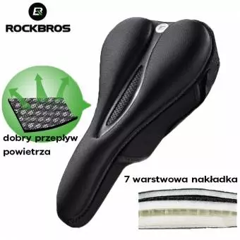 Żelowy pokrowiec na siodełko rowerowe Rockbros LF047-S z silikonu rozmiar M - czarny