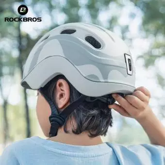 Kask Rowerowy Rockbros dla dzieci z uchwytem na światło biały 54–58 cm