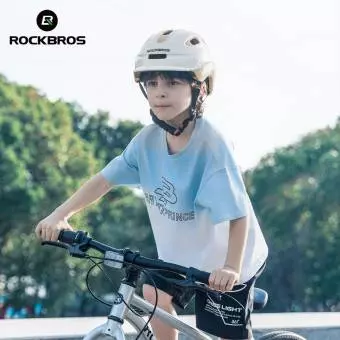 Kask Rowerowy Rockbros dla dzieci z uchwytem na światło biały 54–58 cm