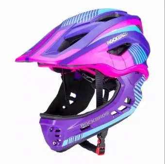 Kask rowerowy Rockbros z odpinaną szczęką dla dzieci rozmiar M fioletowo-różow 54-58cm