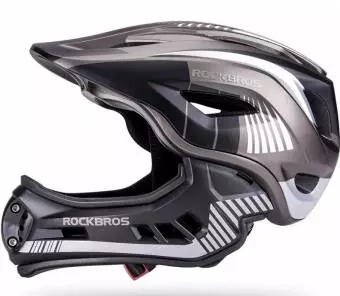 Kask rowerowy Rockbros z odpinaną szczęką dla dzieci rozmiar M szary 54-58cm