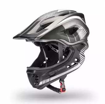 Kask rowerowy Rockbros z odpinaną szczęką dla dzieci rozmiar S szary 48-52cm