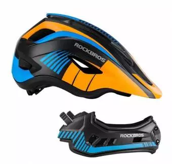 Kask rowerowy Rockbros z odpinaną szczęką dla dzieci rozmiar M czarno-pomarańczowy 54-58cm