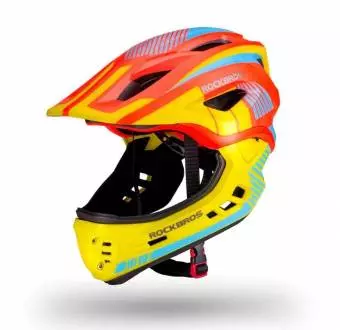 Kask rowerowy Rockbros z odpinaną szczęką dla dzieci rozmiar M pomarańczowy 54-58cm