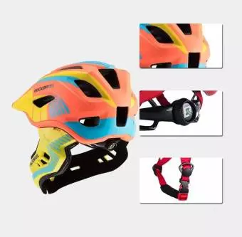 Kask rowerowy Rockbros z odpinaną szczęką dla dzieci rozmiar S pomarańczowy 48-52cm