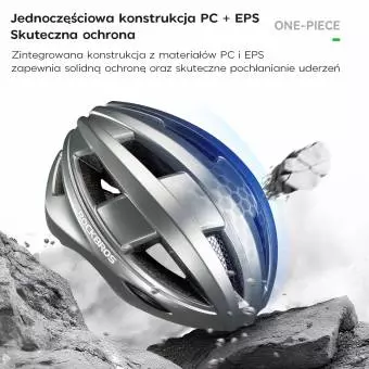 Kask rowerowy Rockbros z zamontowaną lampką uniwersalny 55-60cm czerwony