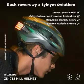 Kask rowerowy Rockbros z zamontowaną lampką uniwersalny 55-60cm biały