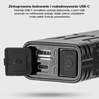 Lampka rowerowa Rockbros z właściwością powerbanka + kabel USB-C