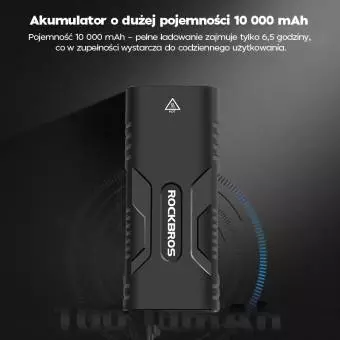 Lampka rowerowa Rockbros z właściwością powerbanka + kabel USB-C
