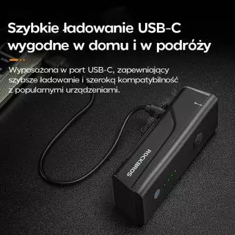 Lampka rowerowa Rockbros + kabel USB - USB-C, czarna
