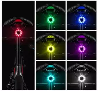 Tylna lampka rowerowa Rockbros Q1 7 kolorów LED + kabel