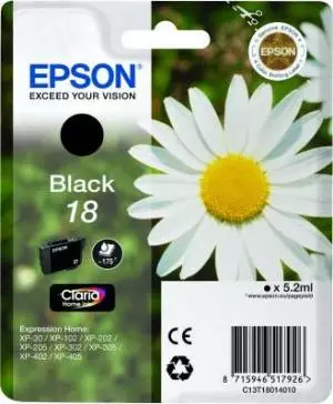 Epson Tusz T1801 Czarny 5.2ml do XP-30/102/20x/30x/40x