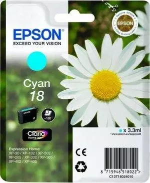 Epson Tusz T1802 Błękitny 3.3ml do XP-30/102/20x/30x/40x