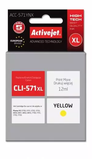 Tusz Activejet ACC-571YNX (Canon CLI-571Y XL) supreme 12ml yellow Chip