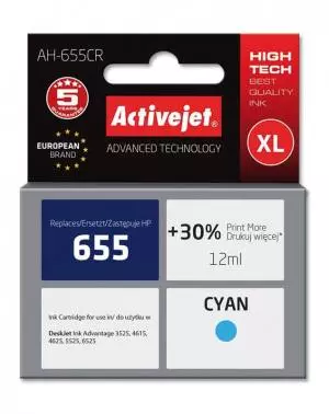 Tusz Activejet AH-655CR (HP 655 CZ110AE) premium XL 12ml cyan Chip