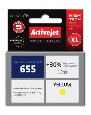 Tusz Activejet AH-655YR (HP 655 CZ112AE) premium XL 12ml yellow Chip