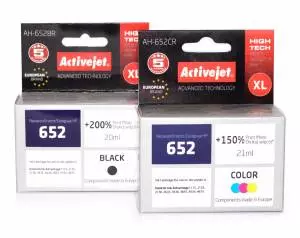 Zestaw tuszów XL Activejet HP 652 - czarny 20ml + kolor 21ml
