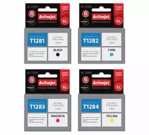 Zestaw Activejet do Epson T1281-T1284 - 4 tusze CMYK XL