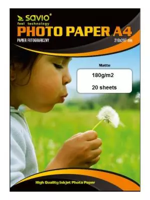 Papier fotograficzny SAVIO PA-06 A4 180/20 matowy