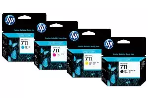 Zestaw HP 711 - 4x oryginalny tusz CMYK (czarny XL)