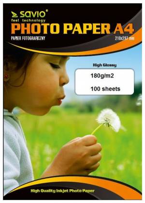 Papier fotograficzny SAVIO PA-15 A4 180/100 blysk