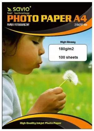 Papier fotograficzny SAVIO PA-15 A4 180/100 blysk