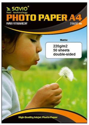 Papier fotograficzny SAVIO PA-10 A4 220/50 MAT dwustronny