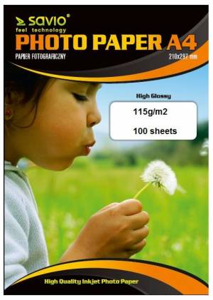 Papier fotograficzny SAVIO PA-13 A4 115/100 blysk