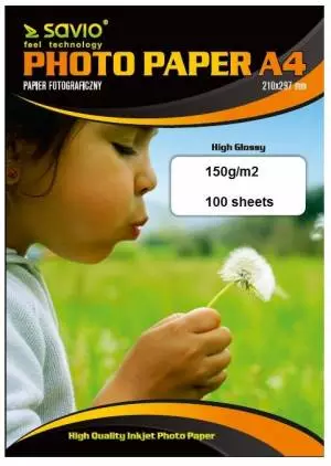 Papier fotograficzny SAVIO PA-14 A4 150/100 blysk