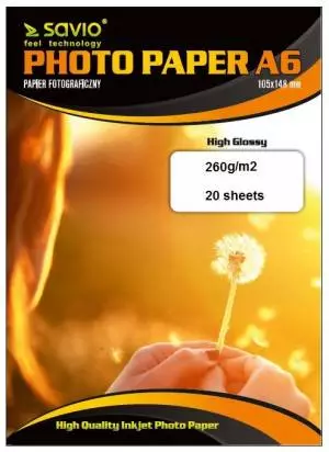 Papier fotograficzny SAVIO PA-17 A6 260/20 błysk