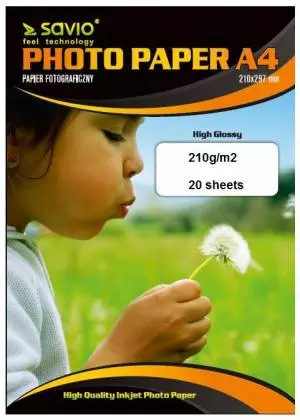 Papier fotograficzny SAVIO PA-08 A4 210/20 blysk