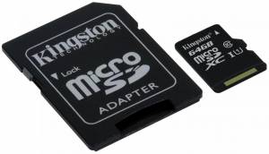 Karta Kingston microSD 64GB Canvas Select 80/10MB/s + adapter