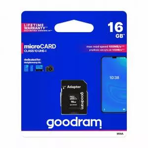 Karta GOODRAM microSD 16GB CL10 UHS I + adapter