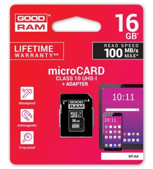 Karta GOODRAM microSD 16GB CL10 UHS I + adapter