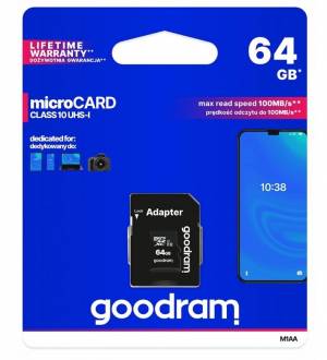 Karta GOODRAM microSD 64GB CL10 UHS I + adapter