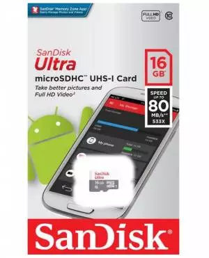 Karta SanDisk Ultra microSDHC 16GB 80MB/s UHS-I Class 10