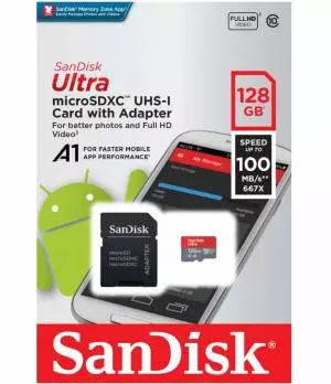 Karta SanDisk Ultra microSDXC 128GB 100MB/s A1 + Adapter SD